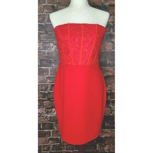 NWT Express Red Piped Lace Tube Dress Size Medium